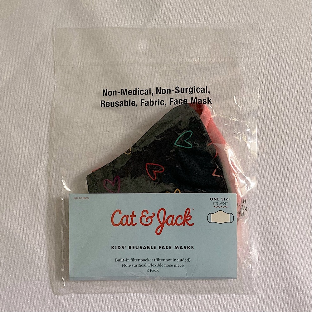 ⭐️ Cat & Jack 100% Cotton Kids Reusable Face Masks 2 Pack